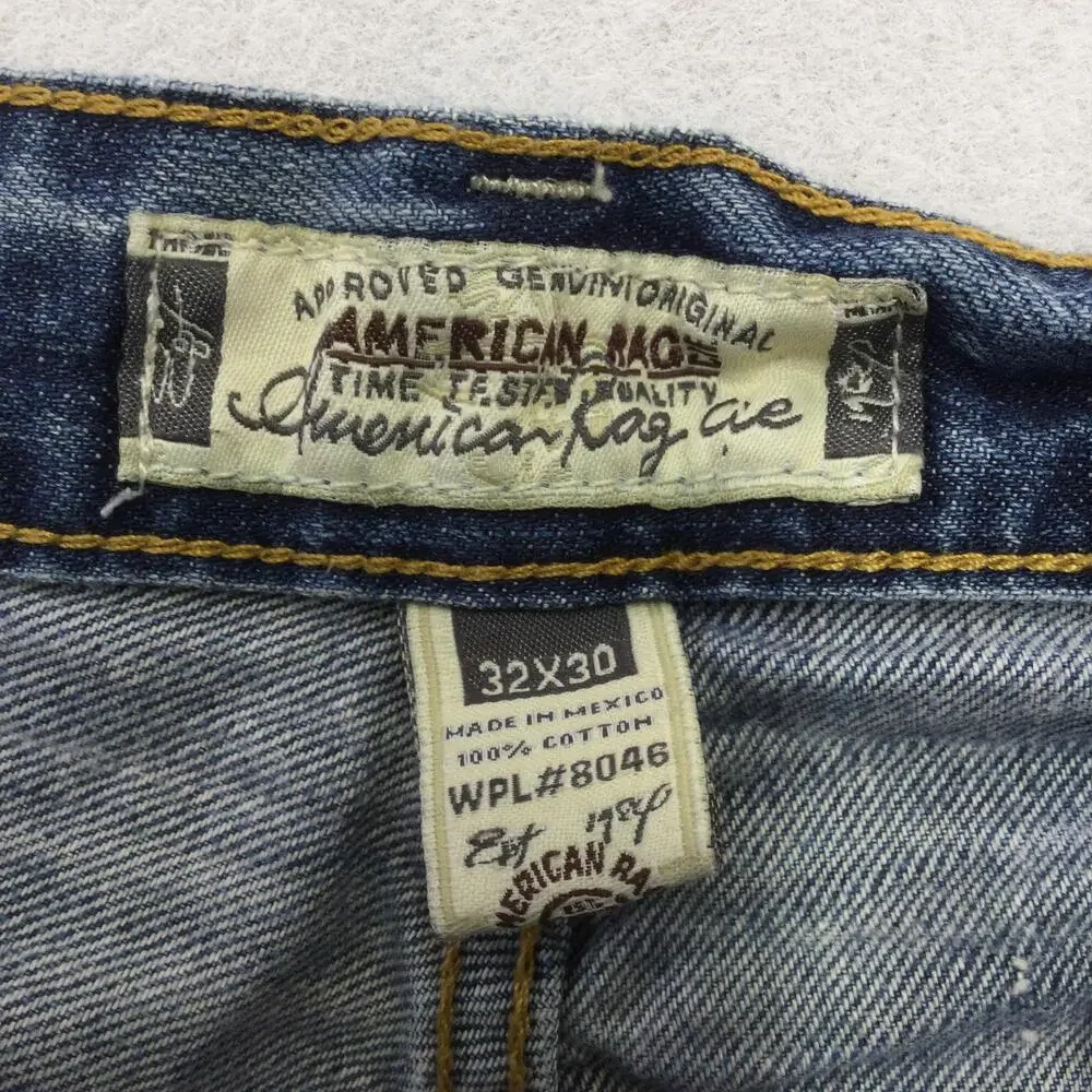 American Rag MAG1 561 Jeans Mens 32x30 Blue Wash Slim Straight Denim Distressed